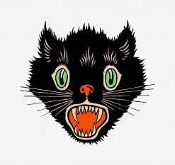 Vintage Halloween Scared Black Cat Png Design PNG Free Download