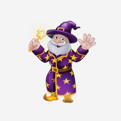 Wizard with Wand Cartoon Character PNG Free Download